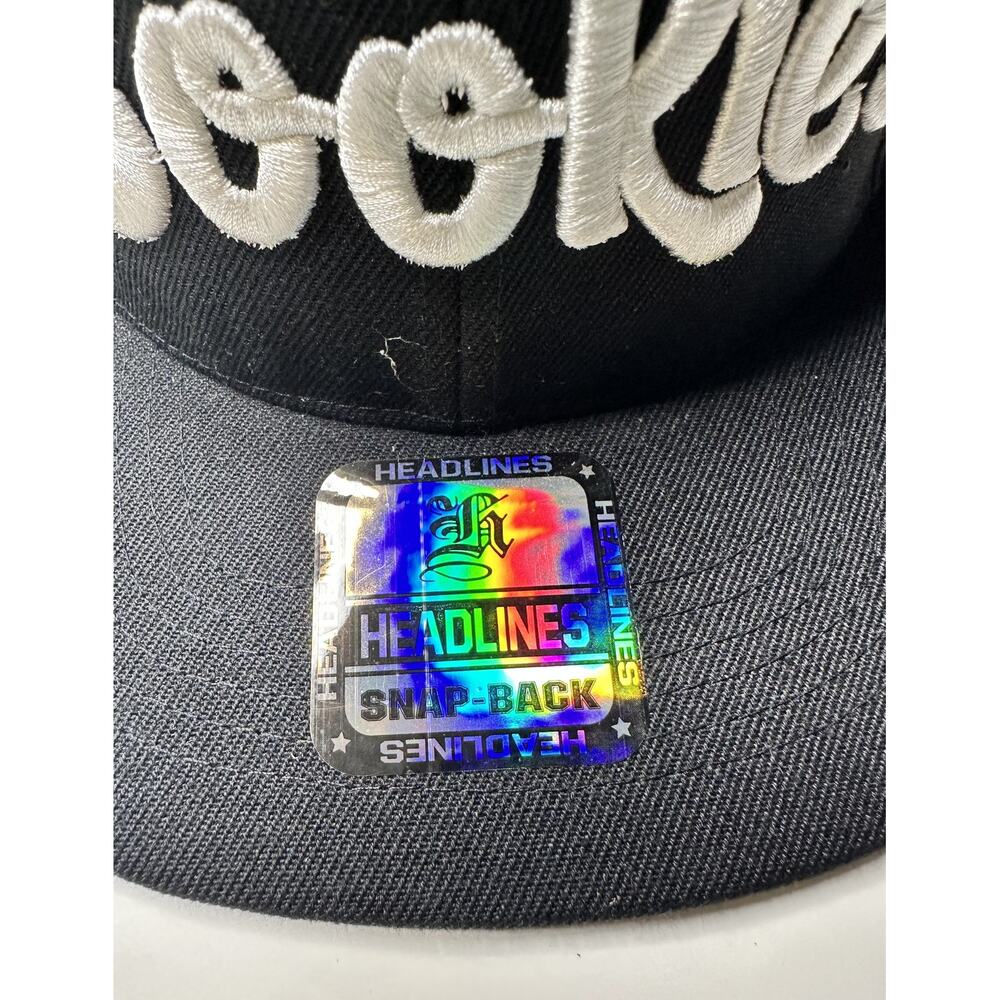 Headlines Cookies Embroidered Logo Snapback Black/White Men's Hat NEW - Picture 3 of 5
